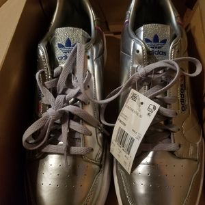 Adidas metallic silver Continental 80